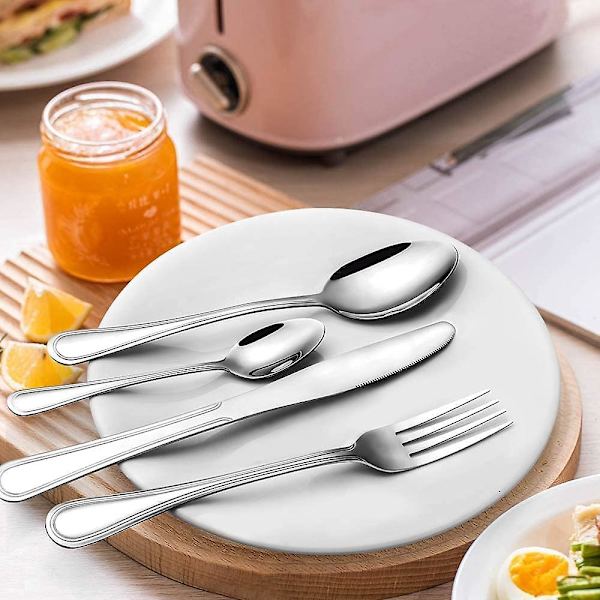 24-delars bestickset, Tenghonghui rostfritt stål bestickset silverbestickset 6 Sliver