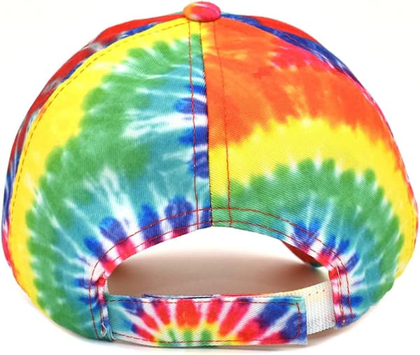 Herre Caps. Vanntett. Justerbar Hatt. Dame Hip. Batikfarget Unisex Hatt. Flat Rainbow