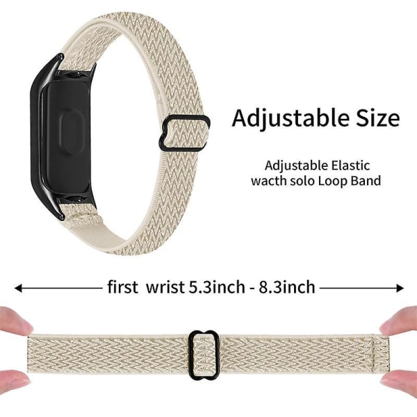 Stretchig nylon anti-scratch justerbar handledsrem för Xiaomi Mi Band 3/4, med svart klockram