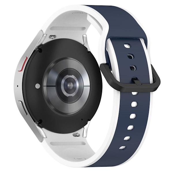 Andningsbar mjuk silikonklockarmband för Samsung Galaxy Watch6 40/44mm/ Watch 4/5 40/44mm /5 Pro 45mm Midnight Blue   White