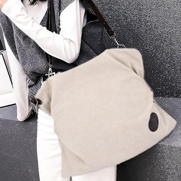 Canvas Messenger Bag Axelväska, Vit Fritidsmode Konstnärlig Canvasväska