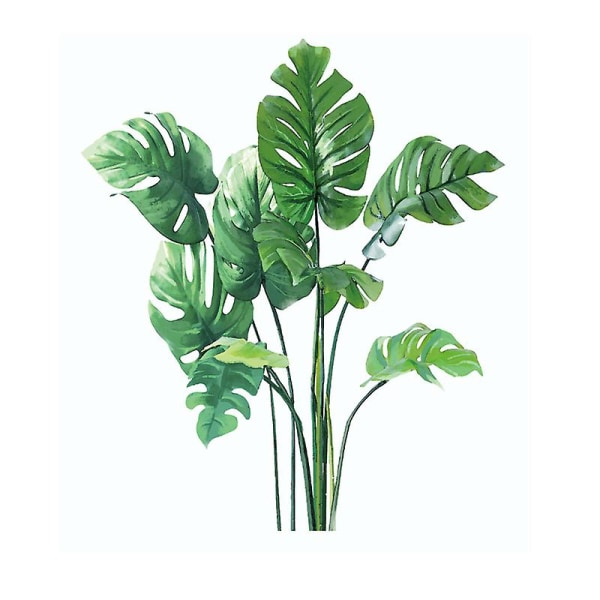 Sztxj Tropical Monstera Leaves Wall Stickers, Green Plant Leaf Wall Posters, Fresh Plants Wall Stickers for Balkong Decorati, Avtagbar Pvc Wall Decorati