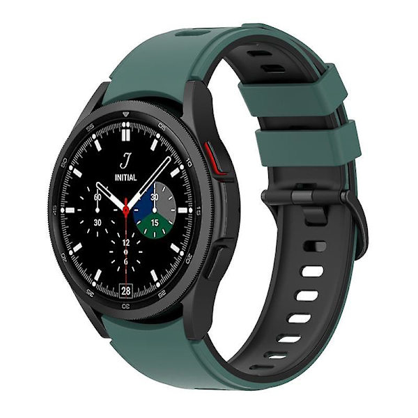 Silikoninen kellon ranneke Samsung Galaxy Watch6 40/44mm/ Watch6 Classic 43/47mm/Watch 4/5 40/44mm -kelloille Olive Green  Black