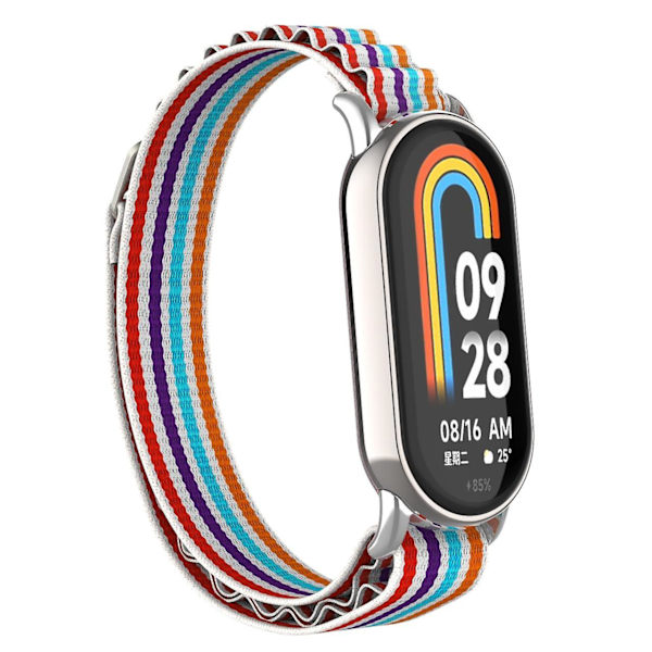 Udskiftningsurrem til Xiaomi Smart Band 8 Nylon Armbåndsrem med Sølvstik Colorful