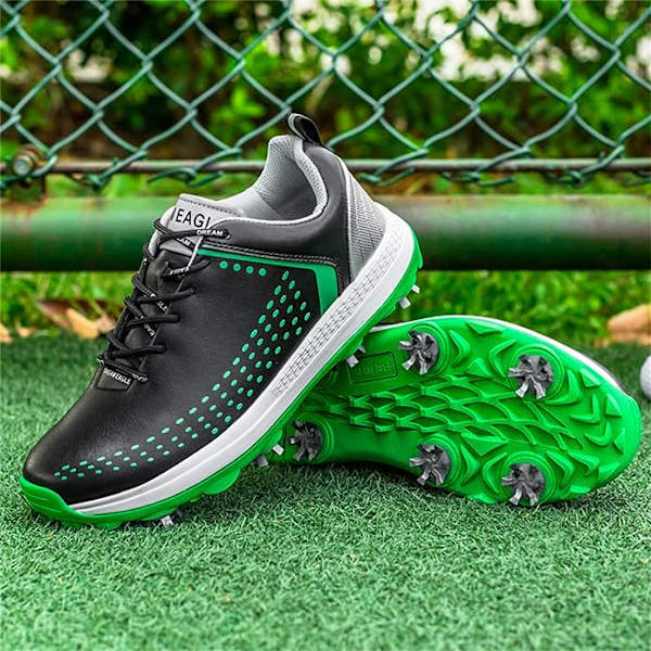 Vattentäta golfskor för män, utomhus golfsports tränings sneakers med 8 spikar för golfare Black EU42