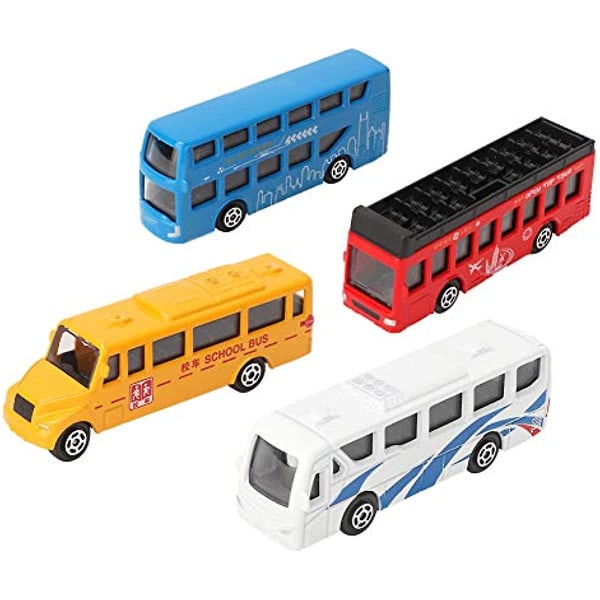 4 stk. 1:87 Skala Miniature Bus Legetøjsbiler Træk Tilbage Bus Model Legetøj Sikker Og Holdbar Gave Til Børn