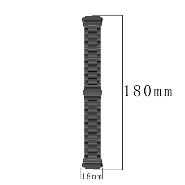 För Huawei Band 7 Smart Watch Band i rostfritt stål, bytesrem med tre pärlor och hopfällbart spänne
