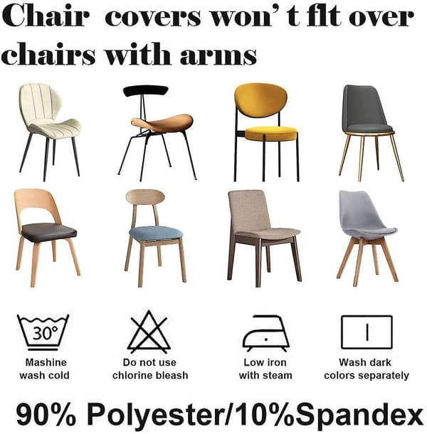 6 Stykker Stoltrekk, Trykt Elastisk Spandex Materiale, Avtakbart Vaskbart