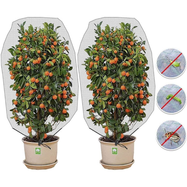 2 st insektsnät med dragsko - 3,2 x 4,9 fot trädgårdsodlingsnät, växtöverdrag - fruktträdnät för att skydda växtfrukter citrusblommor