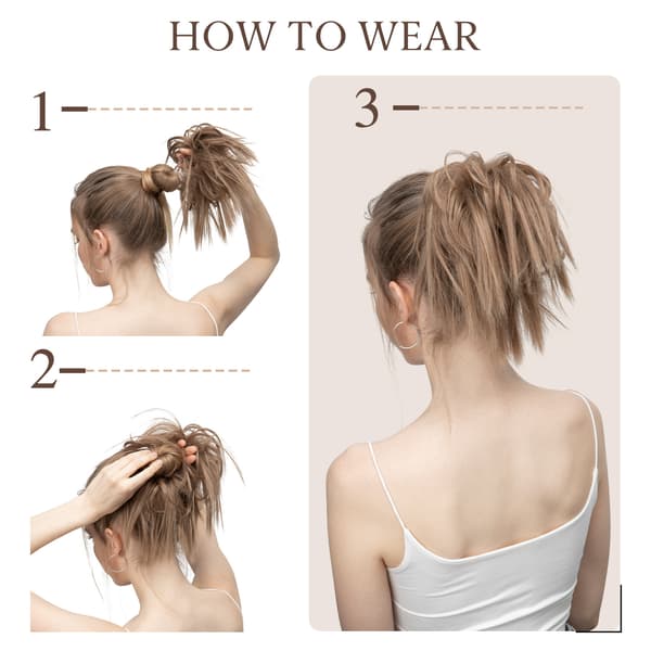 Hårbit Hair Scrunchie Updo Bröllopsfrisyrer Voluminous Wavy Messy Bun Blonde Mix 10