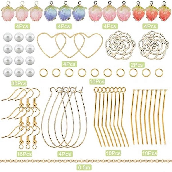 DIY 10 Par Blomsterberlocker Örhängetillverkningssats Ihåliga Berlocker för Smyckestillverkning Rosberlocker Hjärtformade Länkar Resinblommor Berlocker Imitations Pärlor