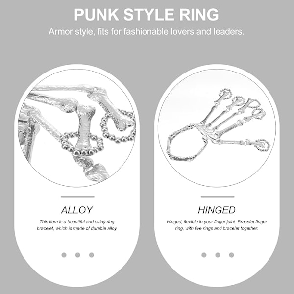 Pääsiäisen luurankokädet, luurankosormus, metalliseoksesta valmistettu luurankokäsirannekoru hopea - ainutlaatuinen luova punk-tyylinen käsiketju miehille naisille cosplay-asuun