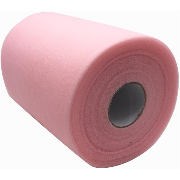 Tullrulle tillgänglig, bordslöpare, stolsrosett, tyll, sömnad, DIY, tyg, bröllop, fest, vit presentinslagning 15,2 cm x 91,4 m Pink