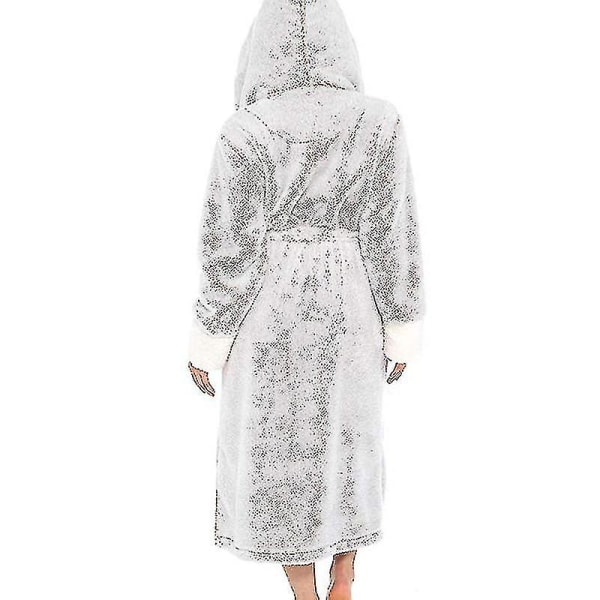 Sherpa Fleece Badrock Kvinnor Mjuk Badrock Med Huva Fluffy Handduksbadrock Lång Badrock Vinter Varm Grey M
