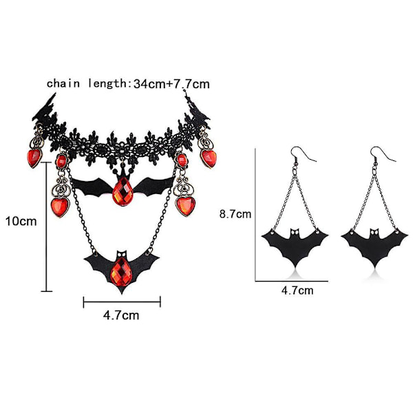 Vintage musta choker-kaulakoru naisille tytöille Halloween-koristeisiin juhlatarvike style 3