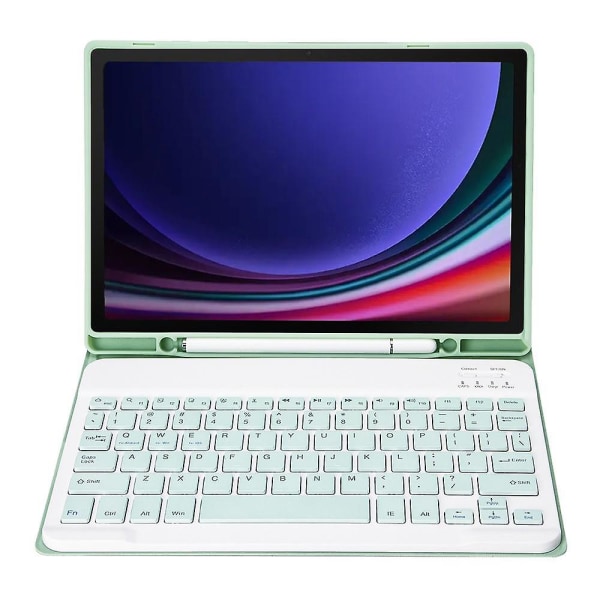 Bluetooth-tangentbordfodral i PU+TPU med pennhållare till Samsung Galaxy Tab S9 X710/X716B/X718U Light Green