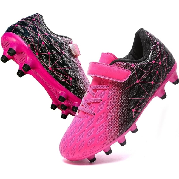 Fotbollsskor för barn, pojkar och flickor, Fg/Ag ungdoms fotbollsskor, bekväma fotbollsskor för utomhus- och inomhusbruk Fuchsia Black EU31