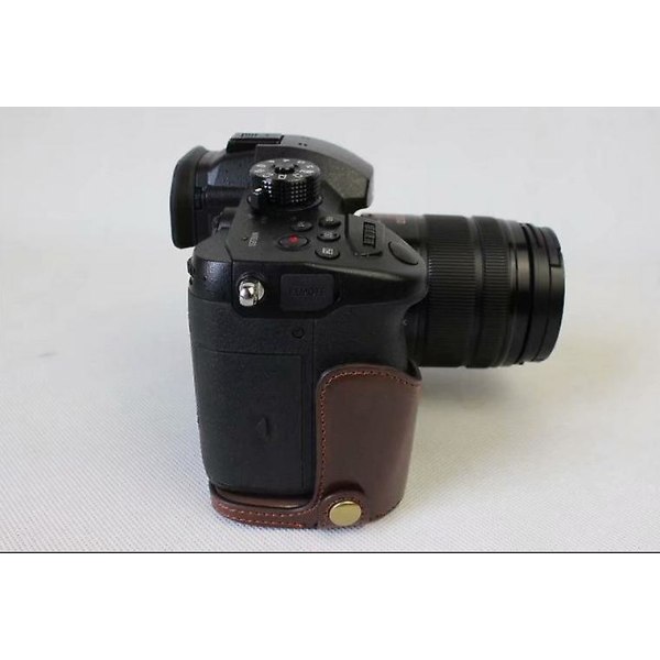 PU Läder Half Camera Case för Panasonic DMC-GH5GK Coffee