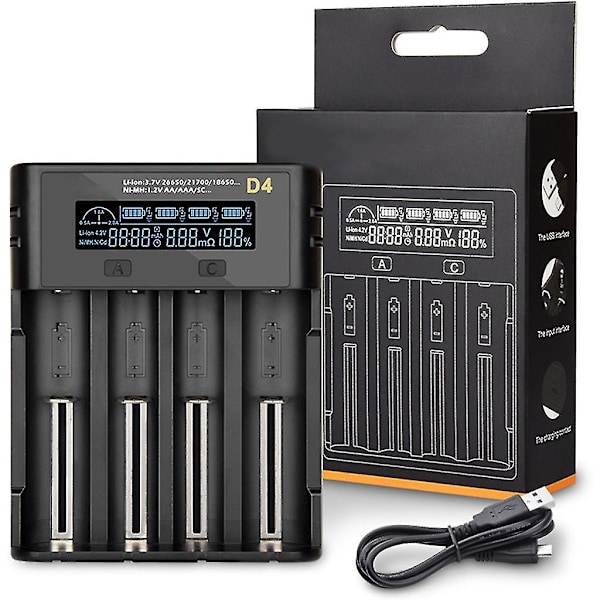 Lcd för smart universell batteriladdare för 10400/14500/14650/16340/18350/18500