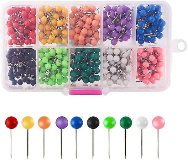 500 Kartnåler Push Pins Hode, Pins Og Nåler, Reisekart Push Pins Hode