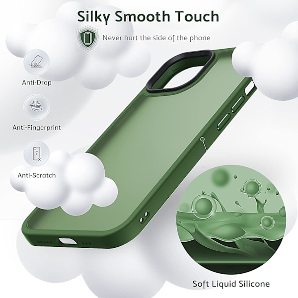 Designad för iPhone 11 Pro Fyrkantigt Skal, [Militärstötsäker] Supersoft Silikon Smalt Genomskinligt Matt Skyddande Telefonfodral, Kompatibel med iPhon