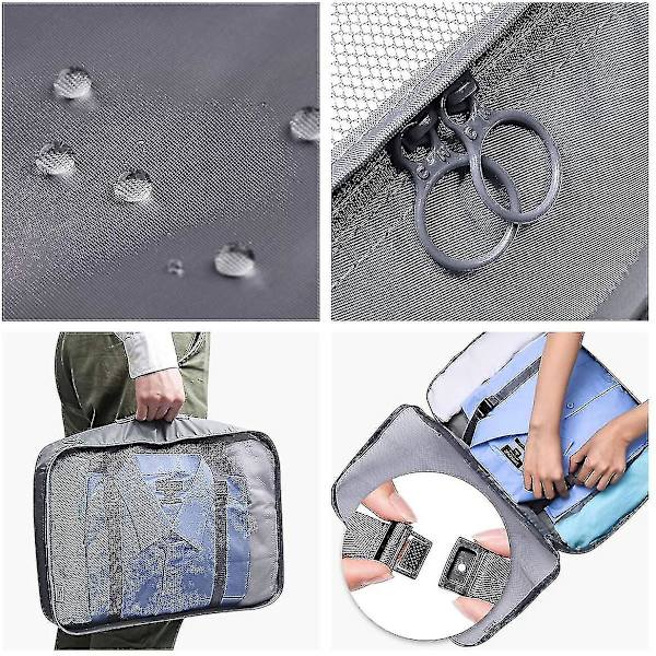 Packningskuber Resväska Packningsorganisatörer Set Med Toalettväska (7 st) Gray