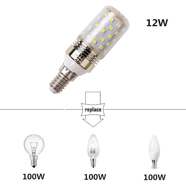 Led Majs Ljuspärla E14 12w Kandelaber Lampor 100w Ekvivalent, 1100lm, Kallt Vit 6000k, Ej Dimbar (4 Pack) [Energiklass A++]