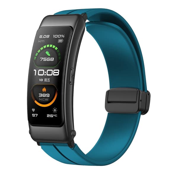 Til Keep B4/Huawei Watch Fit Mini 16mm Silikone Rem Udskiftning Urrem, Sort Foldespænde Cyan