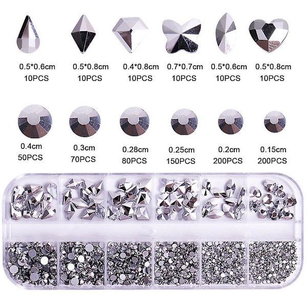 Nagelkonst Strass Nail Gemstones, För Diy Craft Makeup Dressup Manikyr Dekoration Style 6