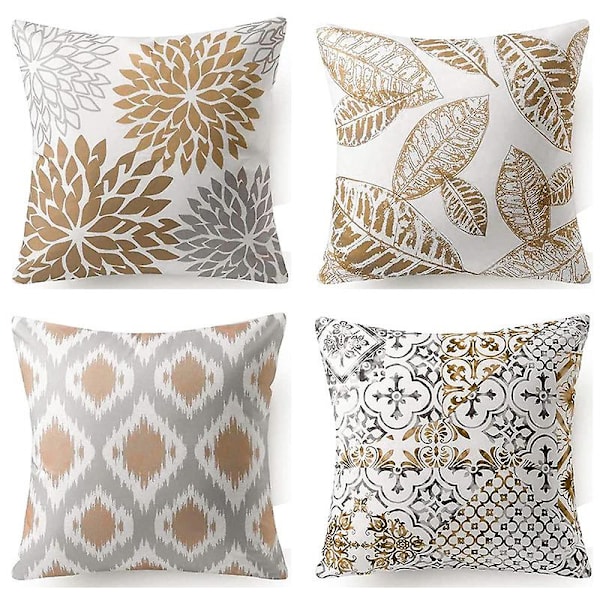 Set med 4 nya dekorativa kuddfodral i Living Series, kaffefärg