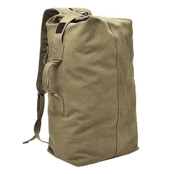 Herr Canvas Ryggsäck Resväska Axelväska för Utomhus Resor Vandring, Storlek L: 55x30x20cm Khaki