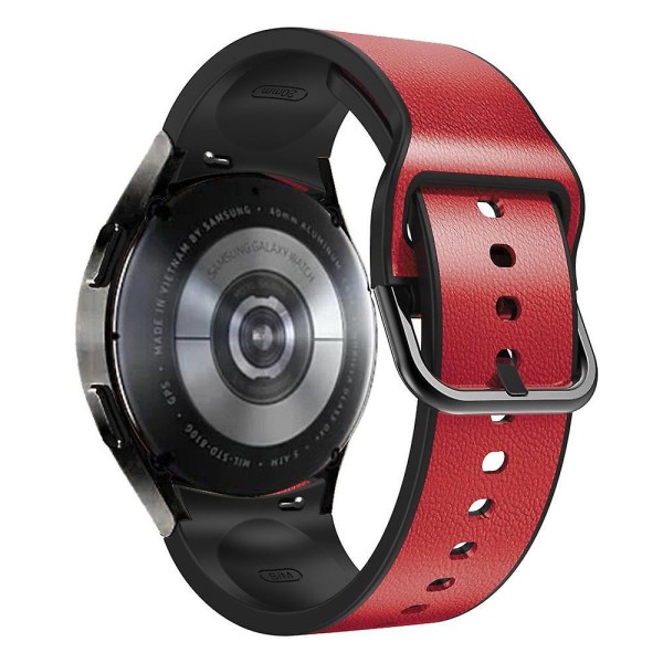 Snabbkoppling klockarmband i mjukt läder för Samsung Galaxy Watch 4/5/6 40/44mm / 5 Pro 45mm Red