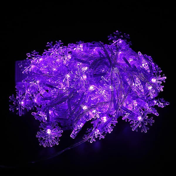 Jule Snefnug Lys Kæde, 100 LED Sammenkoblelige Julelys Purple