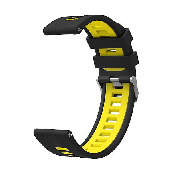 20mm Silikon Sportrem For Samsung Galaxy Watch6 40/44mm/Watch 4/5 40/44mm /5 Pro 45mm Dobbelt Farge Black  Yellow