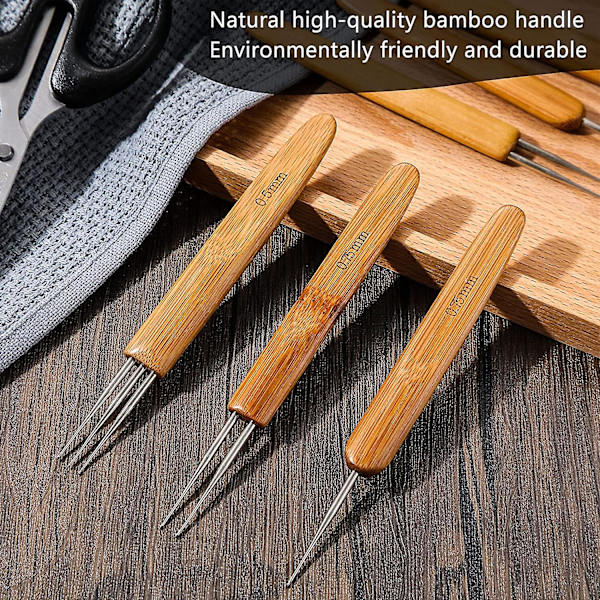 6 Stykker Dreadlock Heklenål For Hår 0.5 Mm 0.75 Mm Nålveving Hekling Inkluderer 1 Krok, 2 Kroker, 3 Kroker For Flettehåndverk