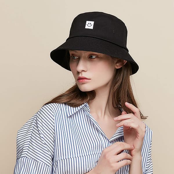 Fiskehat Unisex Foldbar Bomuld Bucket Hat Til Vandreture Camping Strand 62 Cm Sort, Sort