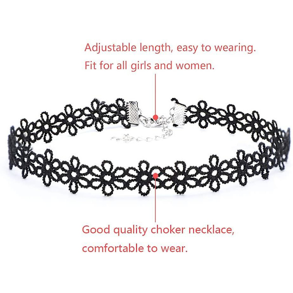 Choker Halskjede Sett Mote Stretch Fløyel Gotisk Tatovering Stretch Halskjede