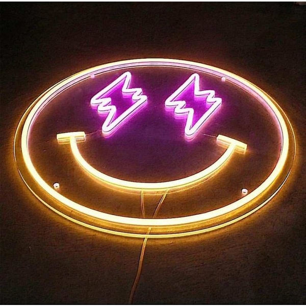 Smiley Face Neonskilt Dimbar Smiley Face LED-skilt Smile Neonskilt For Veggdekor Smiley Face Dekor For Soverom Barnerom Smiley Neonskilt For Rom D