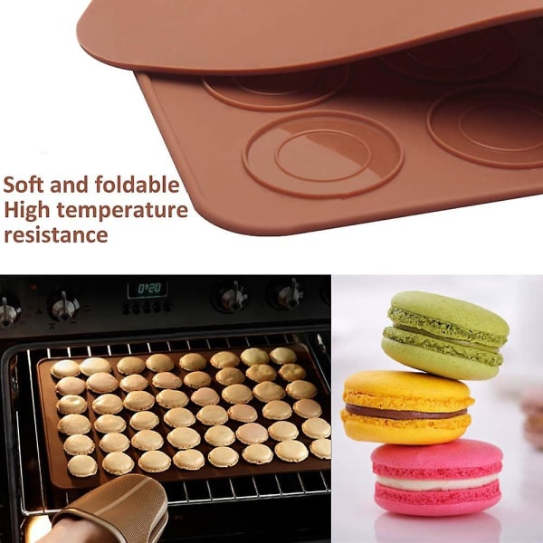 Macaron Silikon Bakmatta Form Set, Non-stick Macaroon Bakplåt Med Dekoration Penna, Cupcakes, Desserter