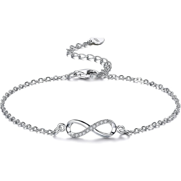 Naisten rannekoru 925 Sterling Hopea Infinity Rannekoru Naisille Korujen Kanssa