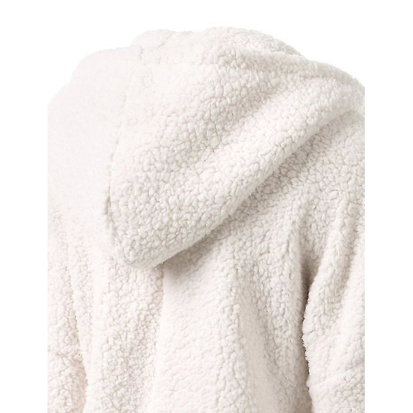 Dame Mode Afslappet Frakke Efterår Vinter Hættefrakke Plys Varm Jakker Plus Størrelse S-5xl White 4XL