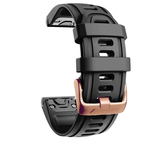 20 mm silikonersättningsarmband för Garmin Fenix 7S/6S Pro/5S Plus/Instinct 2S, roséguldfärgat spänne Black