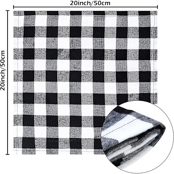 20 X 20 Buffalo Plaid Servietter Sæt med 6, Bomulds Buffalo Check Servietter