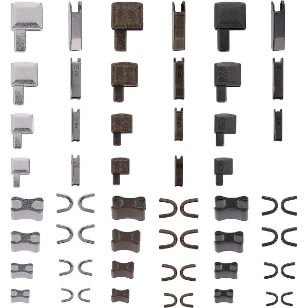 60 st metallblixtlåsstoppset blixtlåsförbättringssats metallfäste insättningsnål blixtlås topp/botten stopp fix dragkedja dragkedja för jackor rockar