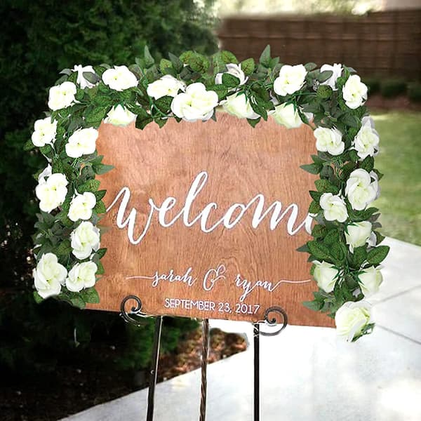 2 Stykker Kunstige Blomster Deco, Kunstig Blomster Rosekrans Bryllupsdekorasjon