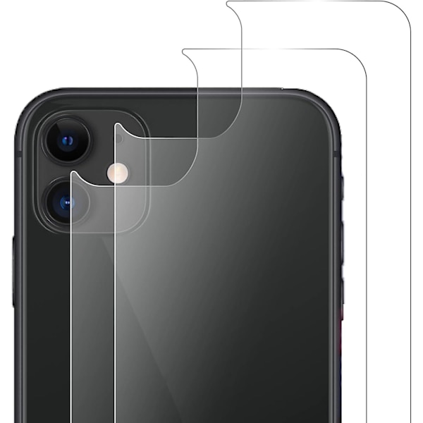 Bakre härdat glas för iPhone 11 [2 stycken], genomskinligt skärmskyddsglas bak, bubbelfri skyddsfilm, 9h