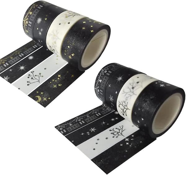Washi Tape, Dekorative Bånd, Sett Med 4 Sølv + 4 Gull
