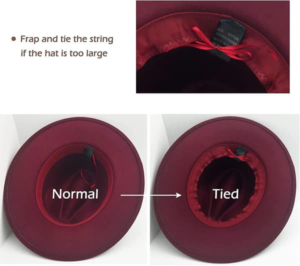 Dame Wide Brim Fedora Hatt Med Belte Spenne Pork Pie Hatt Red