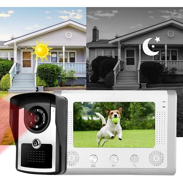 7 tommer Video Dørtelefon, Kablet Vandtæt Video Dørtelefon System, IR Kamera Monitor Dørtelefon 110-240V til 1-Familie Hus