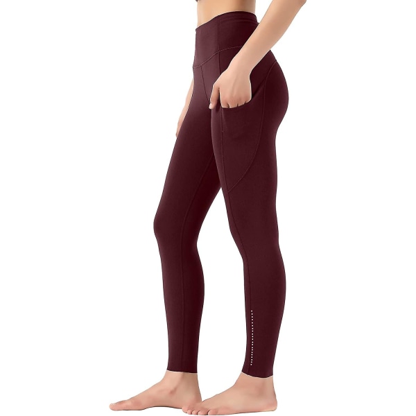 Gym Leggings med hög midja för Yetsye kvinnor med sidofickor Stretch Yogabyxor